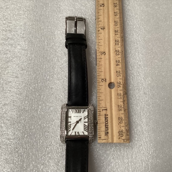 Michael Kors Mini Emery Silver Dial Black Leather Ladies Watch MK2359 - Picture 9 of 16